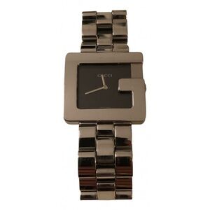 Gucci Logo Silver and Black Timepiece